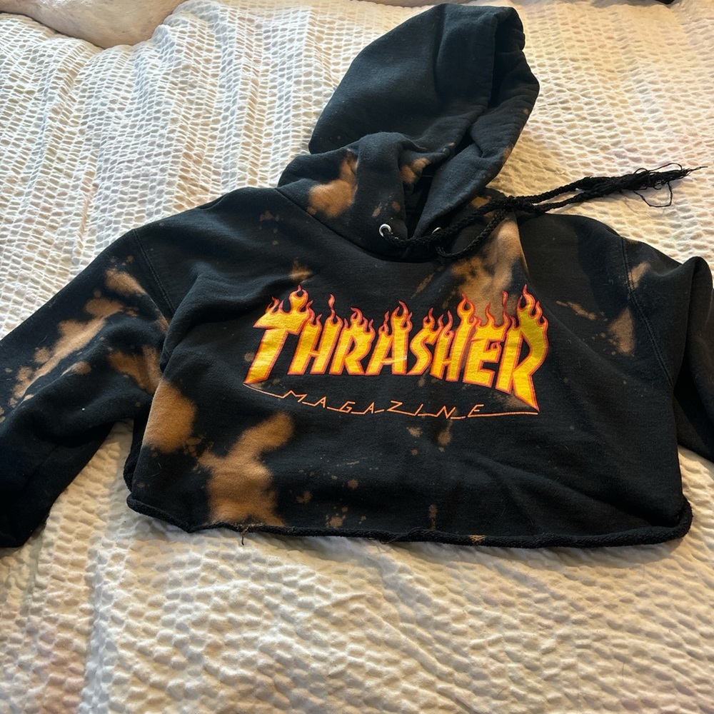 Thrasher Black Hoodie with Orange Flame Logo